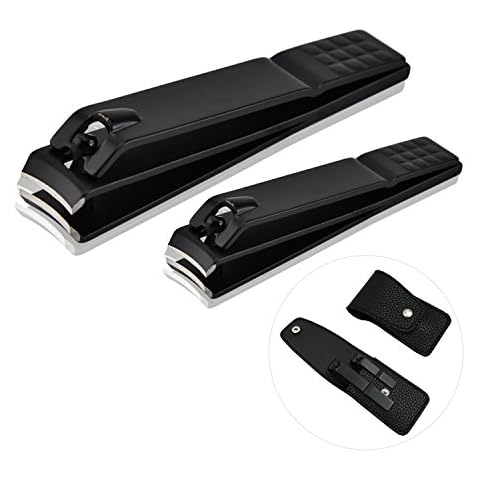 Nail Clipper Set By Dee Banna,Black Stainless Steel Fingernail Toenail Clippers Sharp Nail Cutter for Thick Nail with Travel Carry Leather Case,Best Manicure Pedicure Set for Women Men Cover