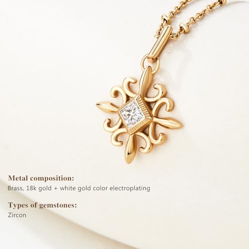 Cicy Bell 18k Gold Plated Necklace for Women Princess Cubic Zirconia Dainty Pendant Necklace Trend Jewelry Gift, 17.7" + 1.9" Extender4