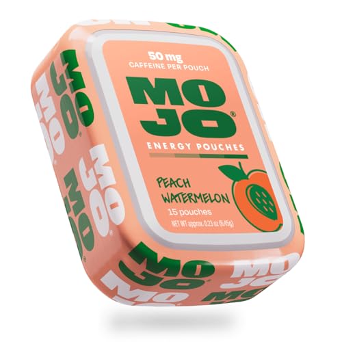 Image of MOJO Energy Pouches Peach Watermelon Flavor, 50 mg per Caffeine Pouch, 15 Pouches, Single Pack