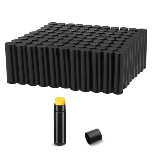 100 Pcs 5.5ml Bulk Empty Lip Balm Tubes Refillable Plastic Lip Gloss Container Travel Lipstick Tubes Holder For DIY Homemade Lip Balm (Black)