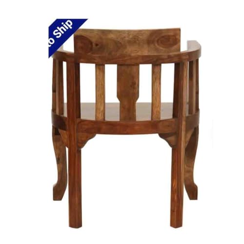 Image of Solid Sheesham Wood Multipurpose Chair for Living Room Bedroom Home Wooden Armchair Furniture for Garden Balcony Outdoor Indoor - (Teak Finish)