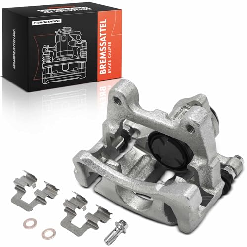 Frankberg Bremssattel Bremszange Hinten Links mit Halter (Lochabstand Halterung 90mm）Kompatibel mit P.a.s.s.a.t T.i.g.u.a.n Q3 S.h.a.r.a.n A.l.h.a.m.b.r.a CC Replace# 5N0615403