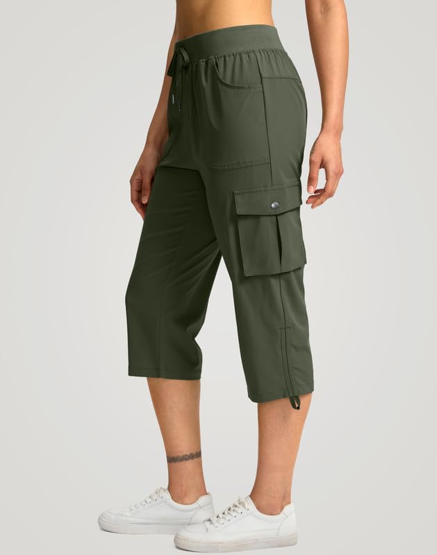 Pudolla Women's Cargo Capri Pants Lightweight Quick Dry Hiking Pants Summer Travel Casual Capris with 5 Pockets - Image 3