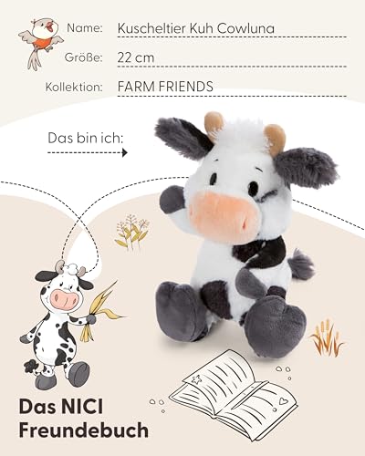 NICI Kuscheltier Kuh Cowluna 22cm - weiß - Weiches Plüschtier – niedliches Stofftier zum Kuscheln & Spielen – tolle Geschenkidee für Kinder & Erwachsene - 62251