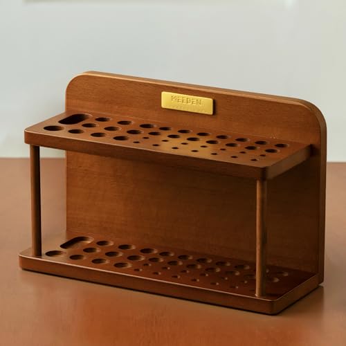 MEEDEN PRO Paint Brush Holder: 39 Holes Wooden Paint Brush Organizer for Artist - Wood Pencil Holder for Paintbrushes, Pens and Art Tools - Paint Brush Stand Storage Rack for Desk, Arts and Crafts