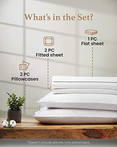Image of Good Sleep Bedding Split King Sheets Sets for Adjustable Bed, 5 Piece, 100% Egyptian Cotton Bed Sheets for Adjustable Bed, Sateen Weave, 16 Inch Deep Pocket Bed Sheet - White