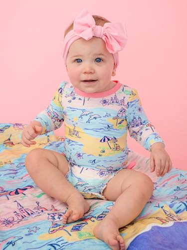 Image of RuffleButts Baby Girls UPF 50+ Sun Protection Floral Printed Long Sleeve One Piece Rash Guard Swimsuit with Zipper