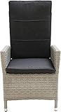 Ploß Diningsessel Catania Grau – Polyrattan Gartensessel stufenlos verstellbare Rückenlehne - 2