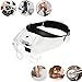 MAZHILIANG LED Illuminated Hands Free Head Magnifier with Removable Lenses Illuminated Magnifier Head Mounted for Reading, Jewelry Magnifier, Watch and Electronic Repair