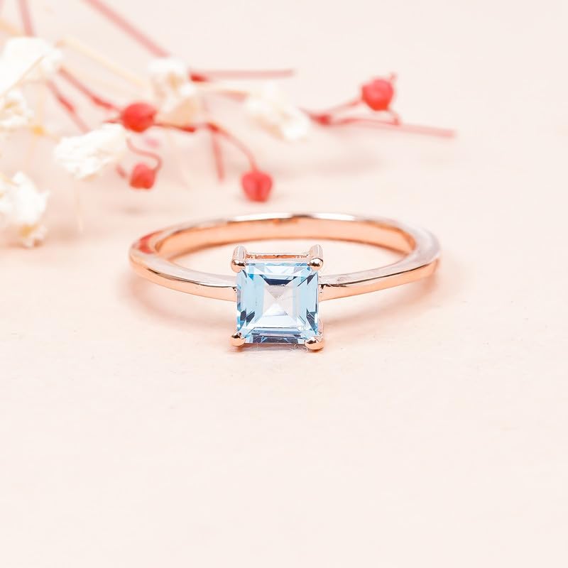 Bague solitaire en argent 925 et topaze bleue pour sublimer vos tenues de soirée et grands moments - 4