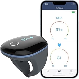Wellue Wearable Pulse Oximeter - Rechargeable O2ring Bluetooth Oxygen Saturation Monitor, Continuous recording of Oxygen Level and Pulse Rate with Free APP