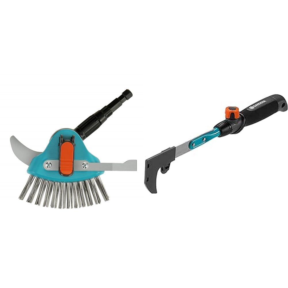 Gardena skrobak do fug combisystem 3 w 1: do usuwania chwastów i mchu (03608-20) & Gardena combisystem skrobak do fug: do usuwania mchu i chwastów z fug między płytkami (8927-20)