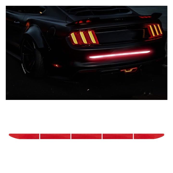35.1'' Car Strong Reflective Stripe Stickers, Universal Night Visibility Reflective Decal Car Trunk Reflective Stickers, Waterproof Self Adhesive Safety Warning Stickers for Car (Red)