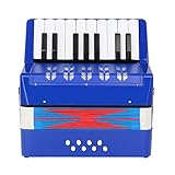 【Exquisites Design】Das Erscheinungsbild ist mini und niedlich, Klaviermalerei für die Abdeckung, weiche und helle Farbe, weiches Anschlagsgefühl. Und es gibt Gürtelschnallen auf beiden Seiten, was für die kleinen Hände der Kinder praktisch ist, um die Orgel zu halten. An der Ober- und Unterseite des Balgs befinden sich Schnallenriemen, die bei Nichtgebrauch befestigt werden können, um das spielzeug Akkordeon zu schützen und die Aufbewahrung zu erleichtern.