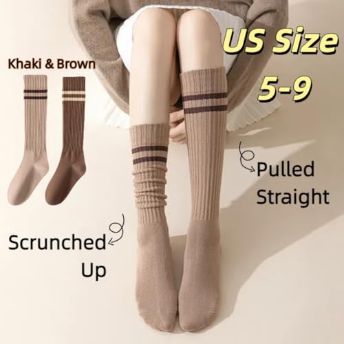 Striped Knee High Socks for Women Teen Girls Preppy Style Cotton Long Tube Sock Stripes2