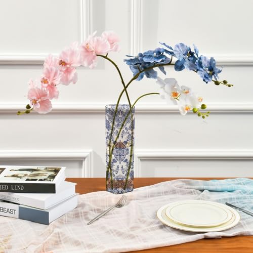 Vase bleu et blanc en plastique pour bouquet de fleurs moderne