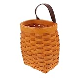 VALICLUD Cesta de Ratán Pequeña con Asa de Cuero Colgante Cesta de Pared Artesanal para Almacenamiento y Decoración Hogar Oficina y Panadería Organizador Versátil para Objetos Pequeños