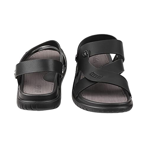 Image of Metro Men Black Synthetic Sandals, EU /38 UK /4 (60-7)