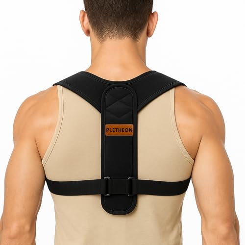 Image of PLETHEON Adult Shoulder Posture Corrector Belt | Clavicle & Upper Back Support Brace | Posture Alignment Support | Fit From 30 to 44 Inch Tummy