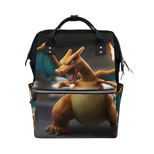 Charizard Pokemon snygg blöjväska multifunktion reseryggsäck blöjväskor för babyvård, stor kapacitet namn snygg blöjväska multifunktion reseryggsäck blöjväskor för babyvård, stor keps