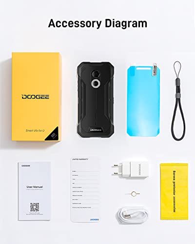 Doogee Rugged Smartphone 2023, S51 Nfc Android 12 Rugged Phones, 4Gb+64Gb Sd 512Gb, 5180Mah Battery, Dual Sim 4G, 6.0" Ips Hd Rugged Phones Unlocked, Ip68 Waterproof, Gps Outdoor Rugged Android Phone #TOP7