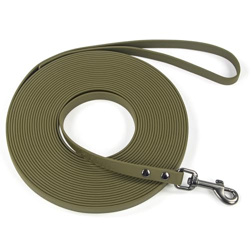 Wolfone Waterproof Dog Training Leash Long Line - Army Green 16ft Outdoor Lead for Recall, Beach, Swimming, Hiking - Strong Longline for Small Medium Large Dogs