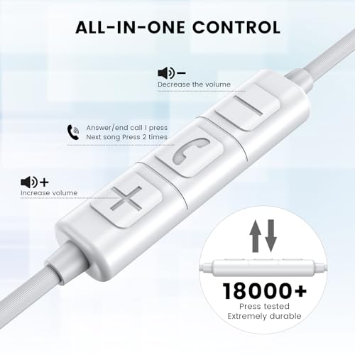 MOSWAG Wired Earbuds, 3.5mm Jack in-Ear Headphones with Microphone Volum Control Clear Calls Suitable for iPhone, iPad, Samsung, Computer, Laptop, School Students, White by MOSWAG - Image 3