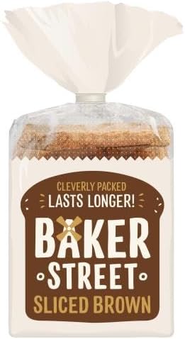 Baker Street Sliced Brown Bread 600g (Pack of 2) | Wholesome and Delicious Wholemeal Bread | Healthy and Nutritious | Long Life Freshness