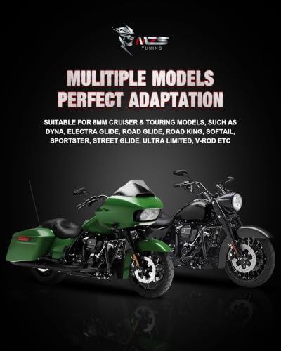 Image of MZS Motorcycle Rearview Mirors Compatible with Sportster Softail Road King Street Electra Glide Dyna Ultra Fat Bob Sport Low Rider 1982-2026, 8MM Touring Handlebar Rear View Side Mirror Blade Black