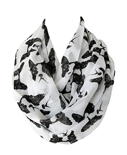 Etwoa Boston Terrier Dog Black White Head Print Infinity Scarf Circle Scarf
