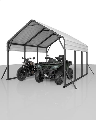 Image of GarveeLife 13 ft x16 ft x11 ft Metal Carport, Steel Heavy Duty Car Ports for All-Weather, for Cars, Motorcycles, ATV, or Boats, N.W. 500 LBS
