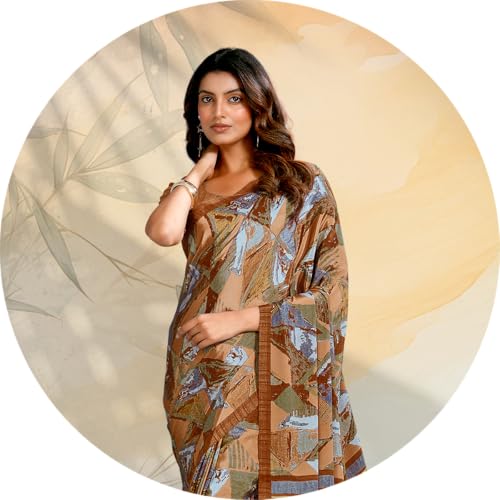 Image of Jaanvi fashion Women's Crepe Silk Saree with Unstitched Blouse Piece | Soft Lightweight Traditional Ethnic Wear Saree for Party, Wedding, Festival