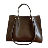 Genérico Bolso de mano de trabajo holgado de gran capacidad con Cremallera, bolso de hombro de otoño invierno con Cremallera Bolso de mano de cuero suave de PU para mujer retro (Café,Talla única)