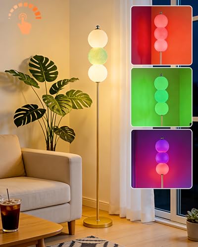 Image of Lightdot RGB Floor Lamp with Touch Control, Dimmable Globe Modern Standing Lamp, RGB&3000K Color Changing LED Floor Lamp Ambient Lighting, Blue Tall Lamp for Living Room Bedroom Gaming Corner Decor