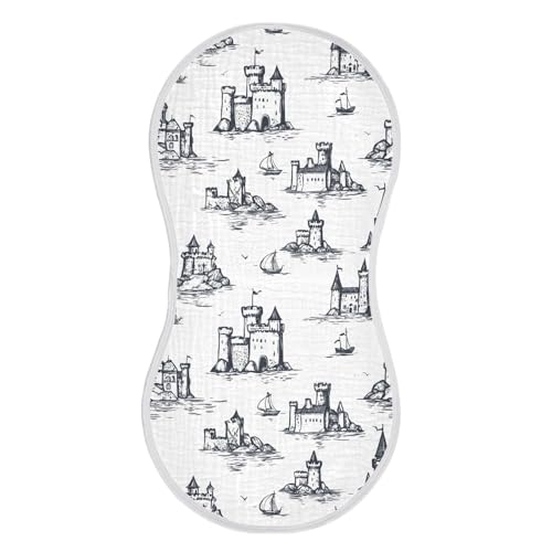 vvfelixl Hand Drawn Coast Burp Cloths for Baby Boy Girls Baby Washcloths Burp Rags 1 Pack