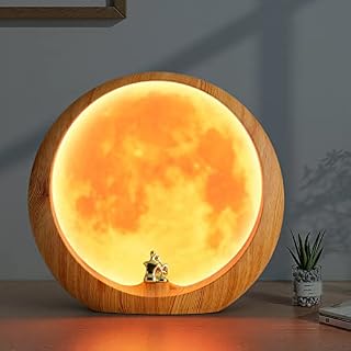 mamre Moon Lamp for Living Room, Decoration Table Lamp, Anniversary Valentine Gifts for Him, Mr & Mrs Signs for Wedding Table Décor, Art Ornament Home Gift Xmas Gift(Moon/Graining)