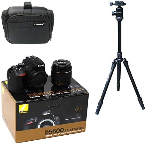 KamKorda Camera Bag + Tripod + D5600 DSLR Camera + AF-P 18-55mm VR, 24.2MP DX-Format CMOS Sensor, EXPEED 4 Image Processor, Full HD 1080p Video + 2 Year Warranty