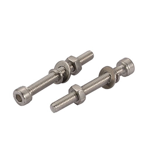 Sourcingmap 10pcs M4x40mm 304 Stainless Steel Knurled Hex Socket Head Bolts Nuts w Washers, Silver Tone - Image 2
