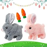 2‬ Stück Ostern Plüschhasenspielzeug, Interaktives Kaninchen Spielzeug, Elektronisches Plüsch Hase Spielzeug, Interactive Easter Bunny Toy, Hüpfendes Kaninchen Spielzeug, für Kinder, Jungen, Mädchen