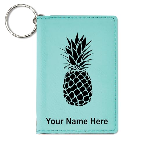 LaserGram ID Holder Wallet, Pineapple, Personalized Engraving Included (Teal)