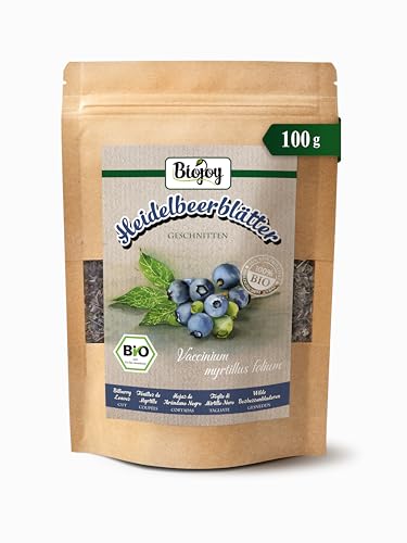 Biojoy Té de Hojas de Arándano Orgánicas (100 g), Hojas de Arándano, secas y cortadas (Vaccinium myrtillus folium)
