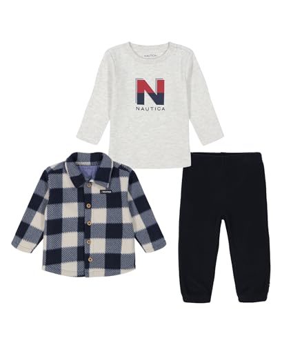 Image of Nautica Baby Boys' 3pc Shacket Pant Set