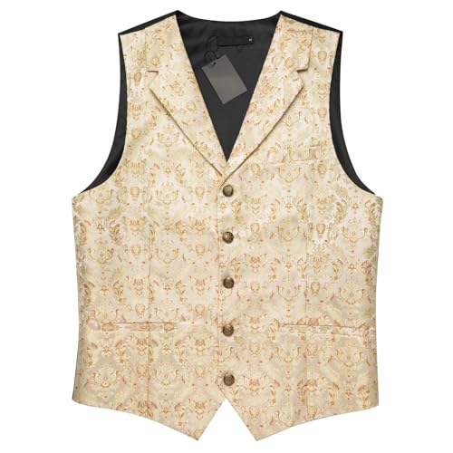 Men’s Silk Tuxedo Vest Set Formal Waistcoat with Necktie, Pocket Square & Cufflinks for Wedding or Business Party4