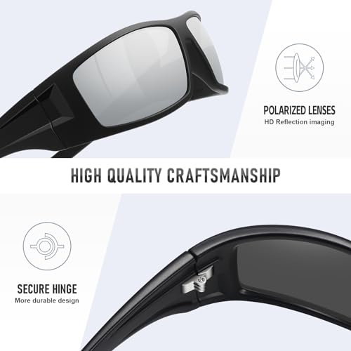 Image of Polarized Sports Sunglasses for Men Women,Driving Fishing | UV400 Protection Anti-Glare Lens, Wrap Around Sunglasses for Cycling,Hiking,Golf & Outdoor Sports Unbreakable Frame