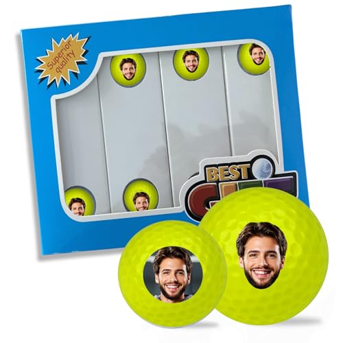 BROKANER Personalized Golf Balls for Men Women Two Layers Construction Golf Ball Custom with Any Picture and Text (Fluorescent Yellow 1)