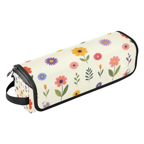 Bolsa de Viaje para Herramientas de Cabello y Estera Resistente al Calor Vintage Wildflower Beige Portátil para Planchas y Rizadores