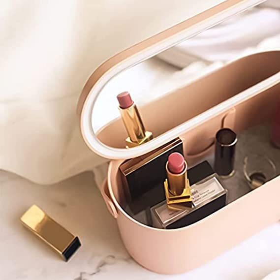 ipalmay Multifunationl Makeup Organizer Storage Box with Led Cosmetic Mirror and Removable LED Light - Image 4