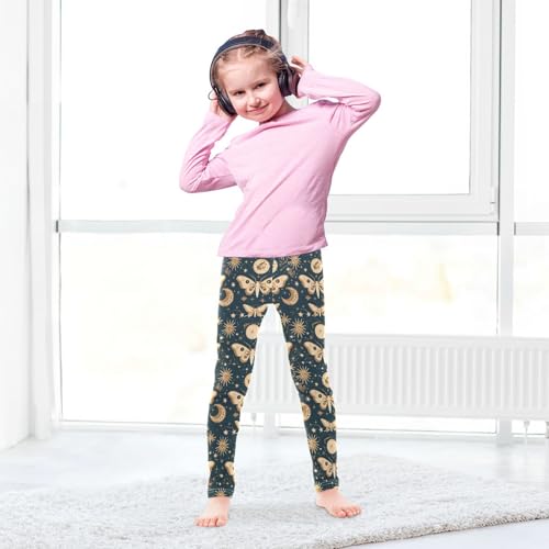 Moths Moons Girls' Leggings Toddler Doodles Suns Stars Kids Yoga Pants Dance Active Tights 4T4