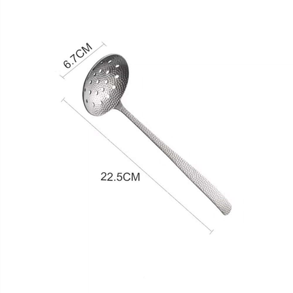 Cucchiaio da cucina, Cucchiaio forato con filtro, manico lungo, for zuppa calda, guscio che perde for il consumo in pentola(Silver)