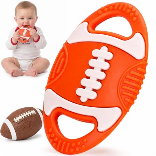 Image of Baby Teething Toys Silicone Baby Football-Themed Teether Over 3 Months | Sensory Chew Toys - Baby Teether for Teething Relief - BPA Free Infant Toys Baby Shower Gifts